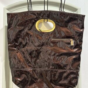 Vinyl Brown Purse - 70s Vibe
